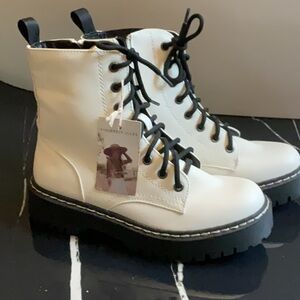 Sincerely Jules White and Black Combat Boots